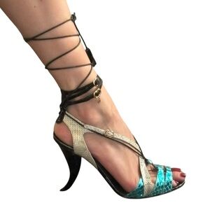 Rare Vintage John Galliano Snakeskin Lace up Heels size 7
